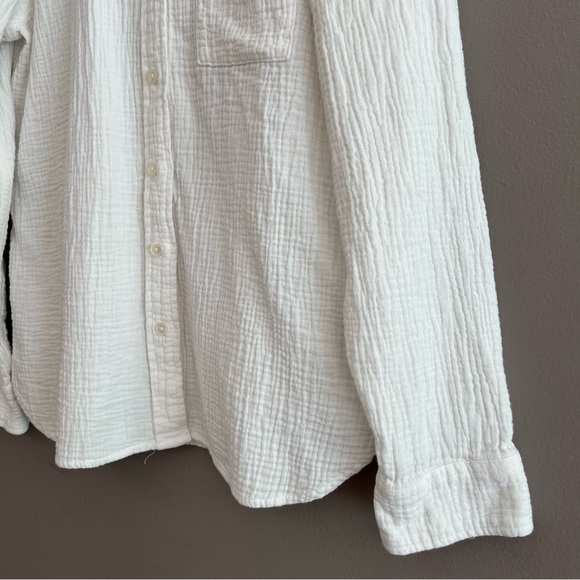 J. Crew Shirt Women's Gauze Button-Up Long Sleeve Cotton Minimalist White Sz M - Picture 4 of 12